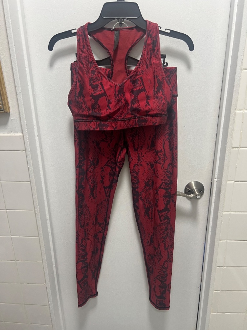 Kyodan Red Snake Print Sports Bra and Leggings Matching Set
